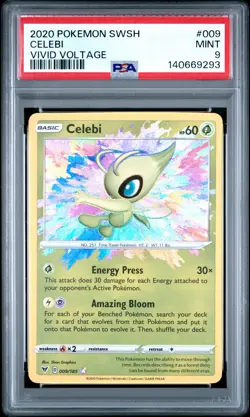 2020 POKEMON SWORD & SHIELD VIVID VOLTAGE #009 CELEBI PSA 9 - Image 1