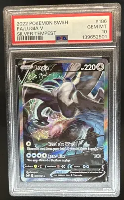 2022 Pokemon SWSH Silver Tempest Lugia V #186/195 PSA 10 - Image 1