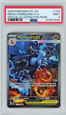 2025 Pokemon Phantasmal Flames Mega Charizard x ex 125/094 SIR PSA 9 - Image 1