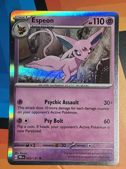 Espeon 033/131 Pokemon Prismatic Evolutions Rare Near Mint Holo Card NM - Image 1