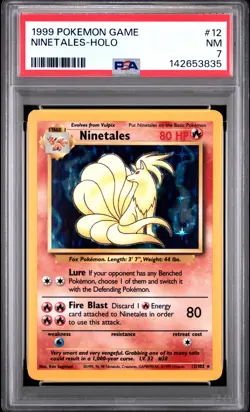 1999 POKEMON BASE SET UNLIMITED #12 NINETALES-HOLO PSA 7 - Image 1