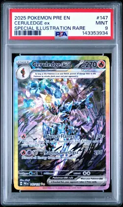 2025 POKEMON PRISMATIC EVOLUTIONS SPECIAL ILLUSTRATION RARE CERULEDGE EX PSA 9 - Image 1