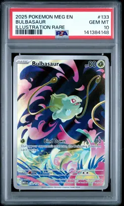 2025 POKEMON MEG EN-MEGA EVOLUTION ILLUSTRATION RARE #133 BULBASAUR PSA 10 - Image 1