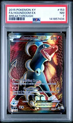 2015 POKEMON XY BREAKTHROUGH #153 FULL ART/HOUNDOOM EX PSA 7 - Image 1