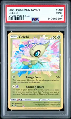 2020 POKEMON SWORD & SHIELD VIVID VOLTAGE #009 CELEBI PSA 9 - Image 1