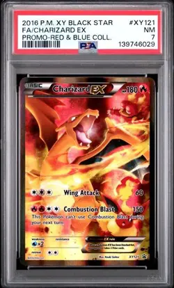 POKEMON CHARIZARD EX 2016 XY BLACK STAR PROMO RED & BLUE COLL. #XY121 FA PSA 7 - Image 1