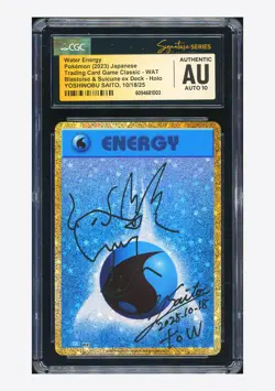Pokemon CGC AUTH AUTO10 Water Energy Holo Yoshinobu Saito 2023 #WAT CLK Japanese - Image 1