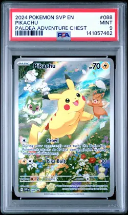 2024 POKEMON SVP EN-SV BLACK STAR PROMO PALDEA ADVENTURE CHEST PIKACHU PSA 9 - Image 1
