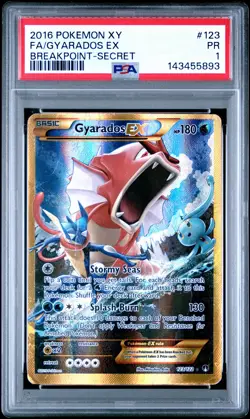 2016 POKEMON XY BREAKPOINT SECRET #123 FULL ART/GYARADOS EX PSA 1 - Image 1
