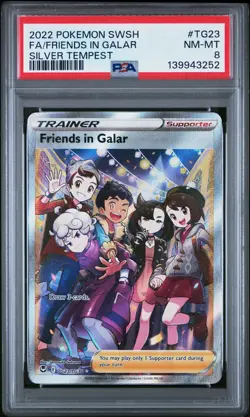 2022 POKEMON SWORD & SHIELD SILVER TEMPEST #TG23 FULL ART/FRIENDS IN GALAR PSA 8 - Image 1