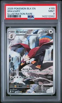 2025 POKEMON BLK EN-BLACK BOLT ILLUSTRATION RARE #155 BRAVIARY PSA 9 - Image 1