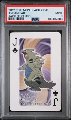 2012 POKEMON BLACK 2 PLAYING CARDS JACK OF CLUBS TYRANITAR PSA 9 - Image 1