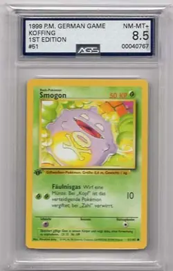 KOFFING 1ST EDITION #51 POKEMON BASE GERMAN AGS #00040767 GRADED NMMT+ 8.5 1999 - Image 1