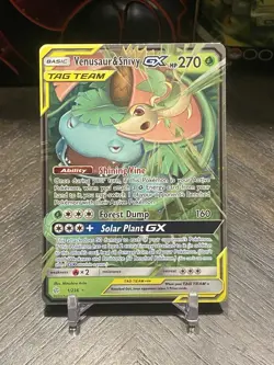 Pokemon Venusaur & Snivy GX TAG TEAM Ultra Rare Holo SM-Cosmic Eclipse 1/236 - Image 1