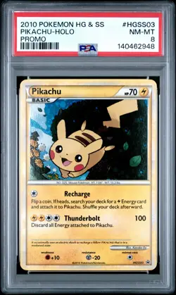 2010 POKEMON HEARTGOLD & SOULSILVER PROMO #HGSS03 PIKACHU-HOLO PSA 8 - Image 1