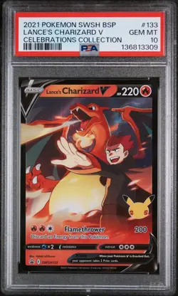 2021 POKEMON SWSH PROMO CELEBRATIONS COLLECTION LANCE'S CHARIZARD V PSA 10 - Image 1