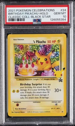2021 POKEMON CELEBRATIONS CLASSIC COLLECTION #24 BIRTHDAY PIKACHU-HOLO PSA 10 - Image 1