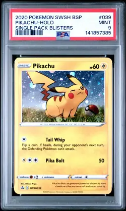 2020 POKEMON SWSH BLACK STAR PROMO SINGLE PACK BLISTERS #039 PIKACHU-HOLO PSA 9 - Image 1