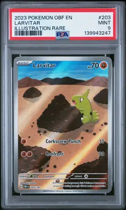 2023 POKEMON OBF EN-OBSIDIAN FLAMES ILLUSTRATION RARE #203 LARVITAR PSA 9 - Image 1