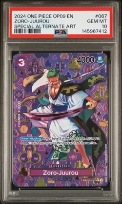 2024 ONE PIECE EMPERORS IN THE NEW WORLD SPECIAL ALT ART #067 ZORO-JUUROU PSA 10 - Image 1