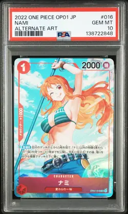 ONE PIECE 2022 NAMI AA JP OP01-ROMANCE DAWN #016 PSA 10 - Image 1