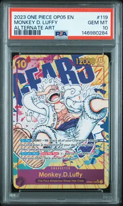 2023 ONE PIECE OP05-AWAKENING OF THE NEW ERA ALT ART #119 MONKEY D. LUFFY PSA 10 - Image 1