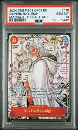 2024 ONE PIECE OP08-TWO LEGENDS MANGA ALTERNATE ART #118 SILVERS RAYLEIGH PSA 10 - Image 1