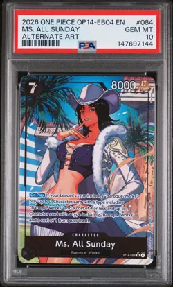 2026 ONE PIECE EB04-THE AZURE SEA'S SEVEN ALT ART #084 MS. ALL SUNDAY PSA 10 - Image 1