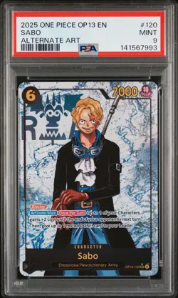 2025 ONE PIECE OP13-CARRYING ON HIS WILL ALTERNATE ART #120 SABO PSA 9 - Image 1
