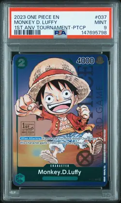 2023 ONE PIECE PROMOS 1ST ANNIV TOURNAMENT-PARTICIPATION MONKEY D. LUFFY PSA 9 - Image 1