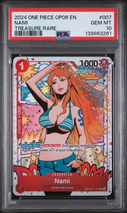 2024 ONE PIECE OP06-WINGS OF THE CAPTAIN TREASURE RARE #007 NAMI PSA 10 - Image 1
