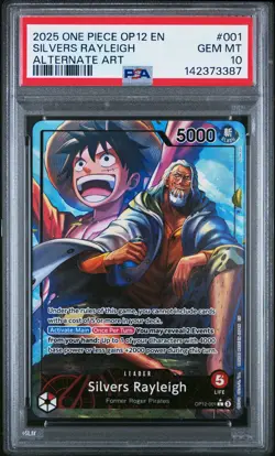 2025 ONE PIECE OP12-LEGACY OF THE MASTER ALTERNATE ART SILVERS RAYLEIGH PSA 10 - Image 1