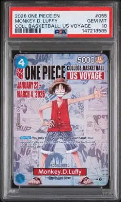 2026 ONE PIECE PROMOS COLLEGE BASKETBALL : US VOYAGE MONKEY D. LUFFY PSA 10 - Image 1