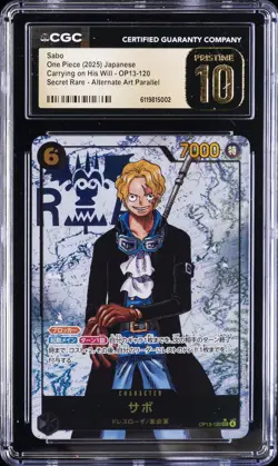 2025 ONE PIECE JAPANESE CARRYING ON HIS WILL SECRET RARE AA SABO CGC 10 PRISTINE - Image 1