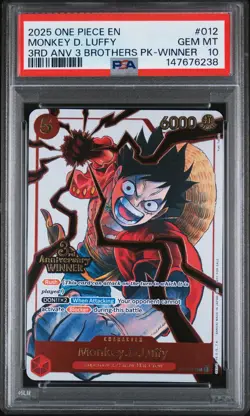 2025 ONE PIECE 3RD ANV TOURNAMENT 3 BROTHERS PACK WINNER MONKEY D. LUFFY PSA 10 - Image 1