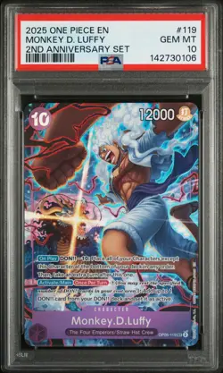 ONE PIECE 2025 MONKEY D. LUFFY 2ND ANNIVERSARY SET #119 PSA 10 - Image 1