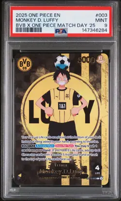2025 ONE PIECE PROMOS BVB X ONE PIECE MATCH DAY 2025 #003 MONKEY D. LUFFY PSA 9 - Image 1