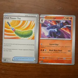 Pokemon Chill Teaser Toy & Ceruledge Cards Set 2024 166/191 035/191 MISCUT PAIR - Image 1