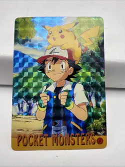 Vintage Japanese Pokemon Pocket Monsters Prism Card -Ash & Pikachu -Team R T4460 - Image 1