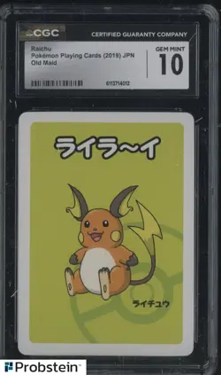 2019 Pokemon Playing Cards Japanese Old Maid Raichu CGC 10 GEM MINT - Image 1