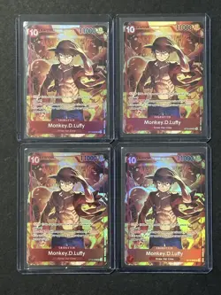 One Piece Monkey D Luffy English Treasure Boosters Promo (4) Card LOT - Image 1