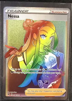 Pokemon Card Nessa 196/185 Vivid Voltage Full Art Secret Rainbow Rare NM - Image 1