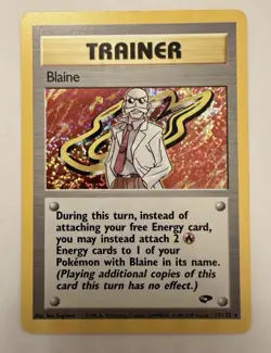 Blaine 17/132 Gym Challenge Holo Rare 2000 WOTC Unlimited Pokemon TCG Card - Image 1