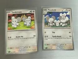 Tandemaus 160/198 & Maushold 74/91 Pokemon Cards - Combo 2 For 1 MINT CONDITION - Image 1