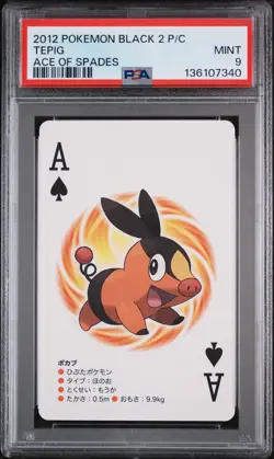 2012 POKEMON BLACK 2 PLAYING CARDS ACE OF SPADES TEPIG PSA 9 - Image 1