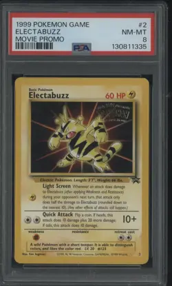 1999 Pokemon Game Movie Promo #2 Electabuzz PSA 8 NM-MT - Image 1