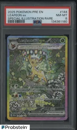 2025 Pokemon Pre En Special Illustration Rare #144 Leafeon ex PSA 8 NM-MT - Image 1