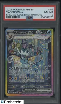 2025 Pokemon Pre En Special Illustration Rare #149 Vaporeon Ex PSA 8 - Image 1