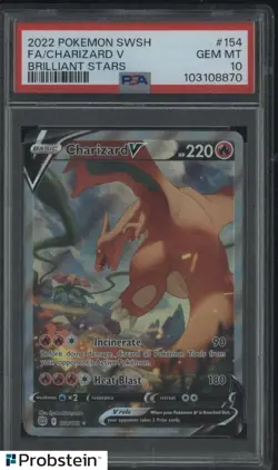 2022 Pokemon SWSH Brilliant Stars #154 Charizard V FA PSA 10 GEM MINT - Image 1