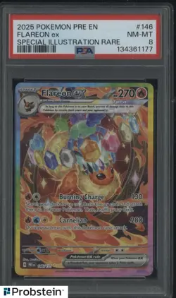 2025 Pokemon PRE EN Special Illustration Rare #146 Flareon ex PSA 8 - Image 1
